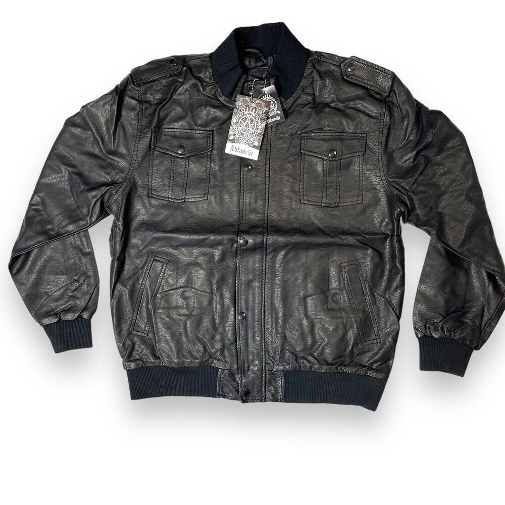 New Old Stock Ablanche Mens Full Zip Sz 2XL Faux Leather Jacket Vintage
